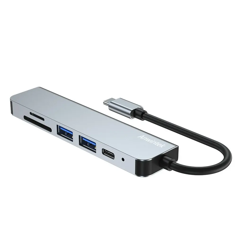 6-v-1 Typ-C Rozbočovač USB, Sieť USB C, USB 3.0 Port Hub Typ-C 3.0 Splitter Dokovacej Stanice Multi-function Interface Rozšírenie 0