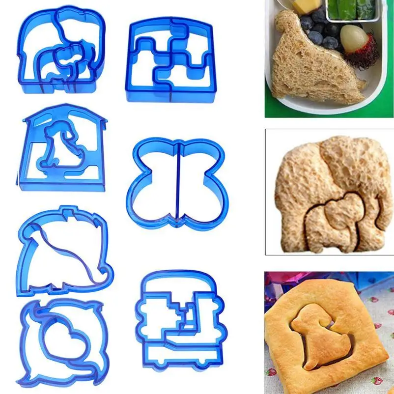 7pcs/set Deti DIY Obed Sendvič Fréza Toast Cookies Formy Puzzle Tvar Tortu Plastové Chlieb Rezačky Biscuit Potravín, Plesní Maker