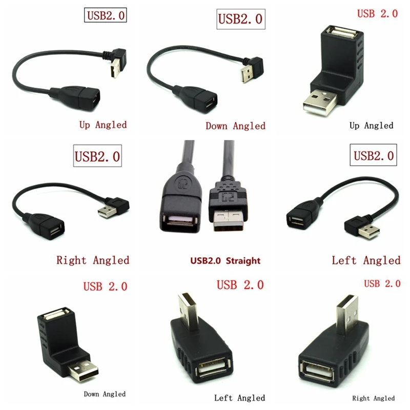 90 stupňov Vľavo /Vpravo /Hore/Dole Uhol L Ohýbanie USB 2.0 mužmi kábel Adaptéra Rozšírenie Konektor pre Počítač, Notebook