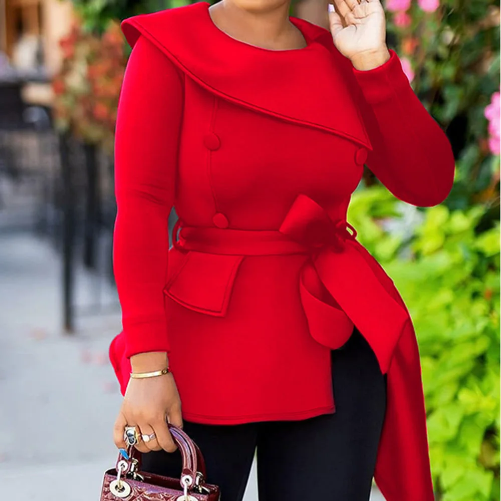 Africkej ženy čipky, blúzky, topy jar auumn 2021 black red nadrozmerné ženské tričká dlhý rukáv office lady pracovné odevy nové elegantné 0