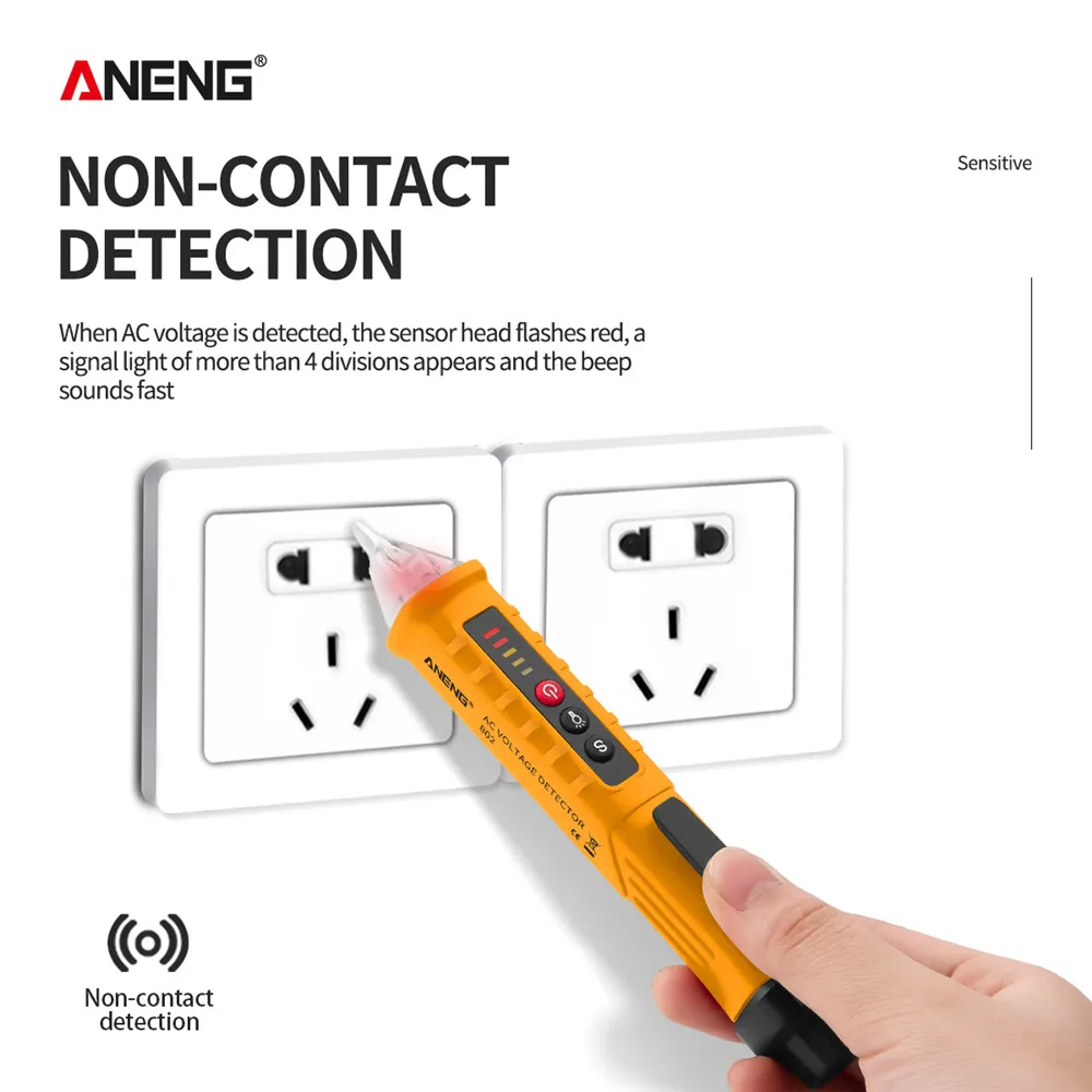 ANENG VD802 Prenosné Non-Kontakt AC Detektor Tester NCV Citlivosť Pera Štýl Elektrický Indikátor LED Napätie Meter Vape 12-1000v