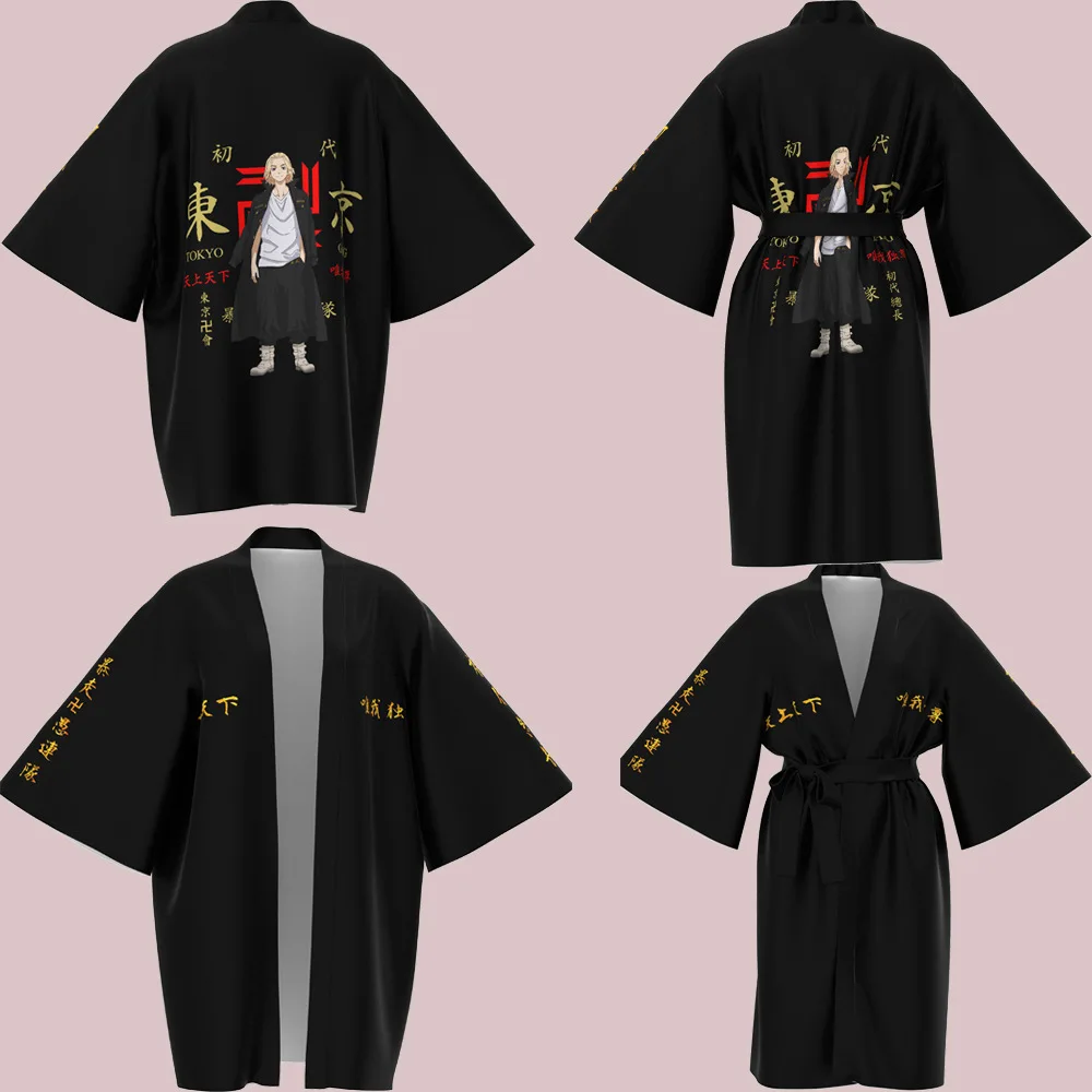 Anime Tokio Revengers Cosplay mužov-krátke rukávy dlhý plášť Tokio Revengers mužov a žien opaľovací krém plášť sleepwear plášť plášť