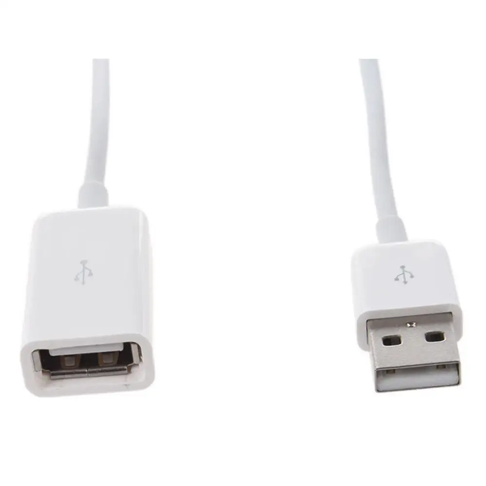 Biele PVC Kovové USB 2.0 Samec Samica Predlžovací Adaptér 3 ft 1 m Kábel Kábel K9N4
