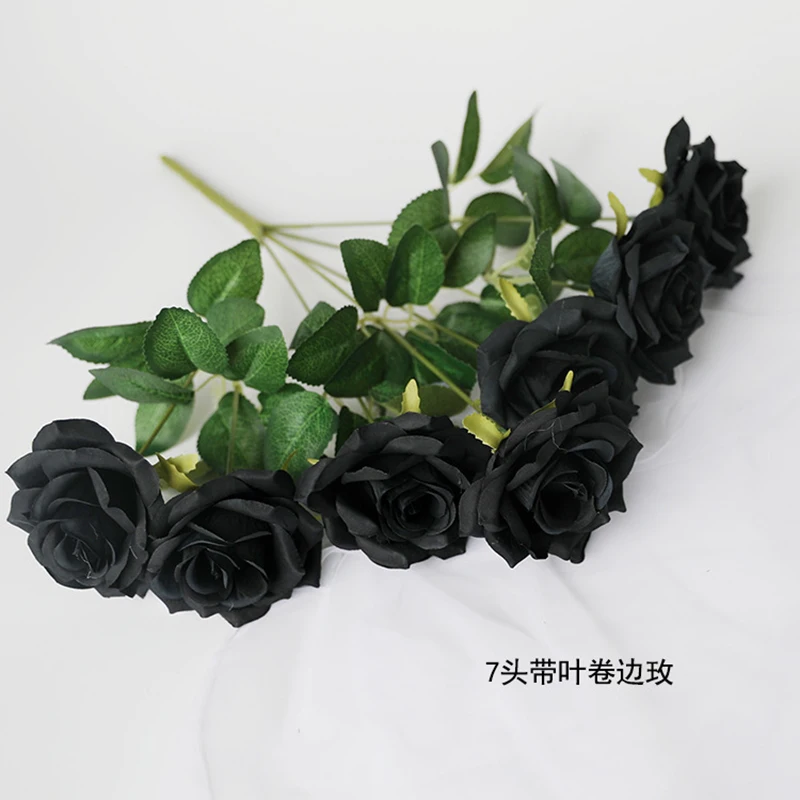 Black Rose Kyticu Umelých Kvetov Nevesta Ruke Držať Kvet Falošné Hodváb Ruže Domáce Dekorácie