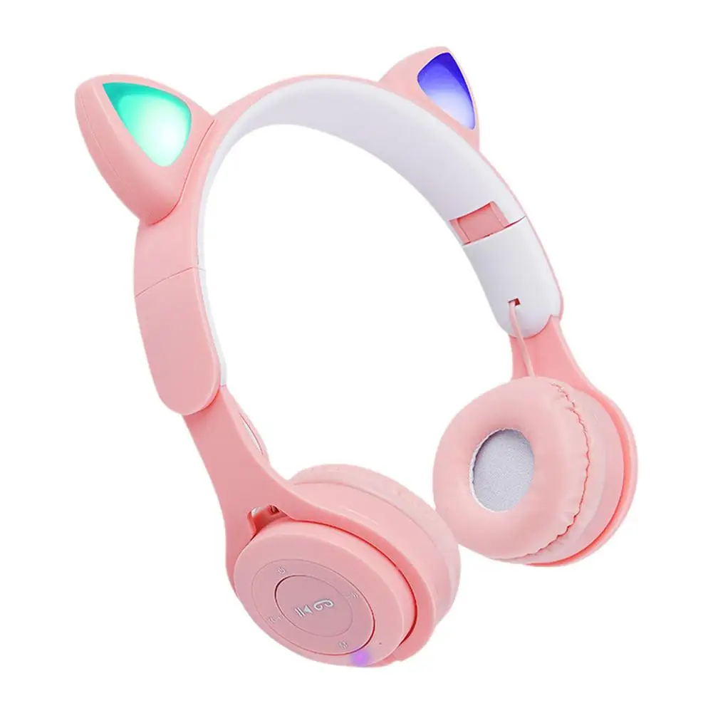 Bleskové Svetlo Roztomilé Mačacie Uši, Bezdrôtové Bluetooth Slúchadlá S Mikrofónom, Môžete Ovládať LED Chlapec Dievča Stereo Hudby Prilba Telefónu Headset Darček