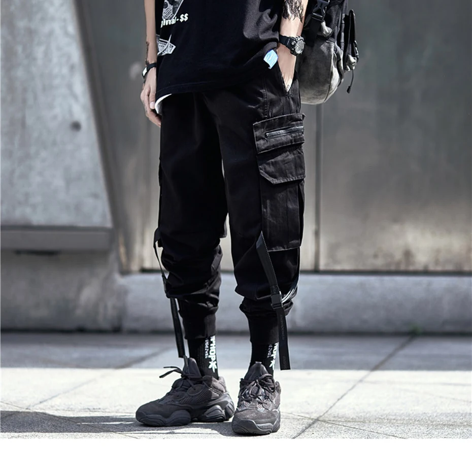 Boj Proti Nohavice Mens Joggers Multi Vrecku Cargo Nohavice Čierne Voľné Streetwear Hip Hop Harajuku Nohavice Muži Móda Ceruzka Trouseras