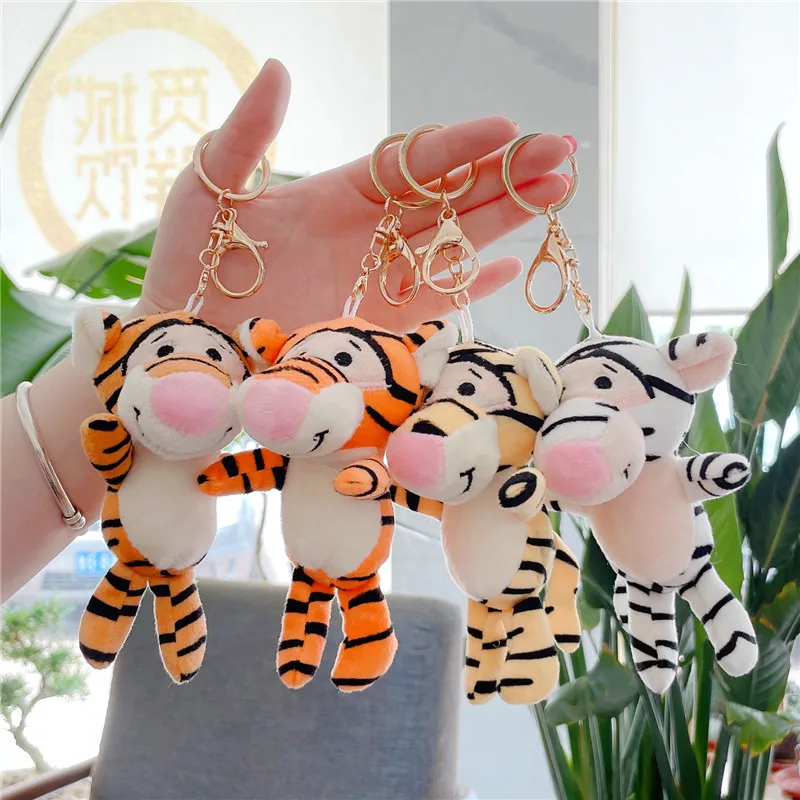 Cartoon tiger bábika malý prívesok plyšové Tigger rok hračka maskot prívesok Keychain Zdobia kvalitné mäkké vianočný darček