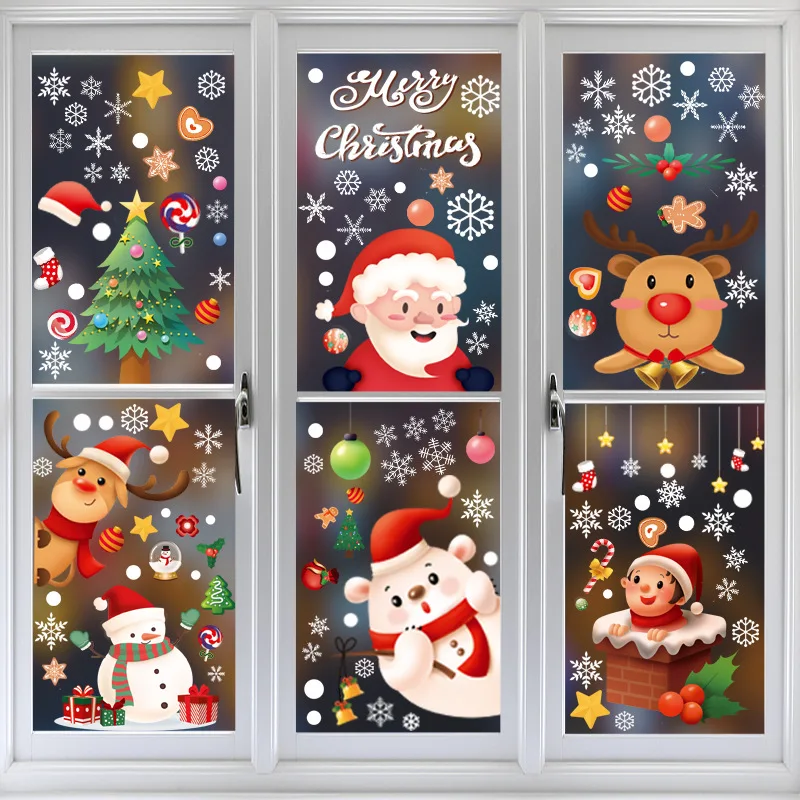 Cartoon Vianočné Okno Nálepky Obývacia Izba Snowflake Vianoce, Veselé Vianoce Dekor Navidaad Noel Oranments Šťastný Nový Rok 2022