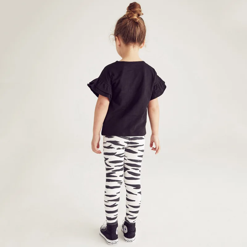 Detský Letný Baby Girl Boutique Oblečenie Batoľa List Topy Bavlna Zebry Pruhy Oblečenie Set pre Deti 2 3 4 5 6 7 Rokov