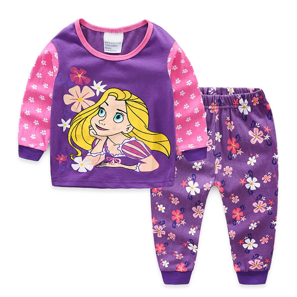 Elsa Anna Princcess Dievča Rapunzel Pyžamo Nastaviť Deti 2ks Sleepwear Deti Jeseň Zimné Oblečenie s Dlhým Rukávom oblečenie pre voľný čas Kostým