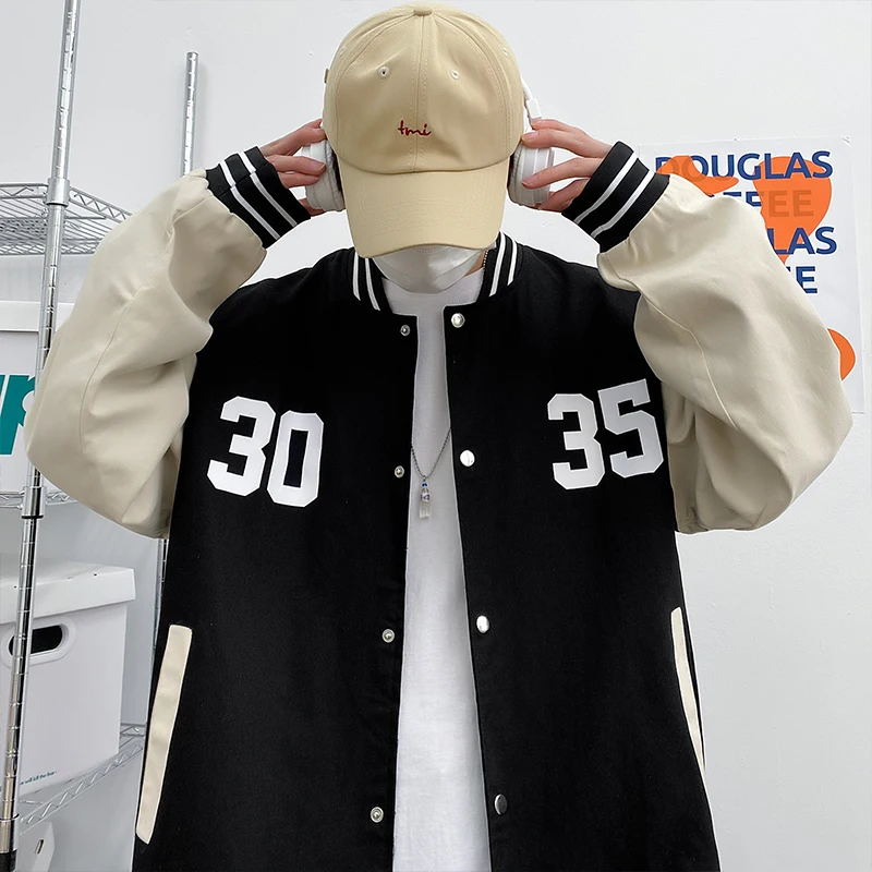 Hip Hop Baseball Jacket Mužov List tlač Japonský Streetwear Harajuku College Patchwork Blok Bombardér Ženy Varsity Jacket