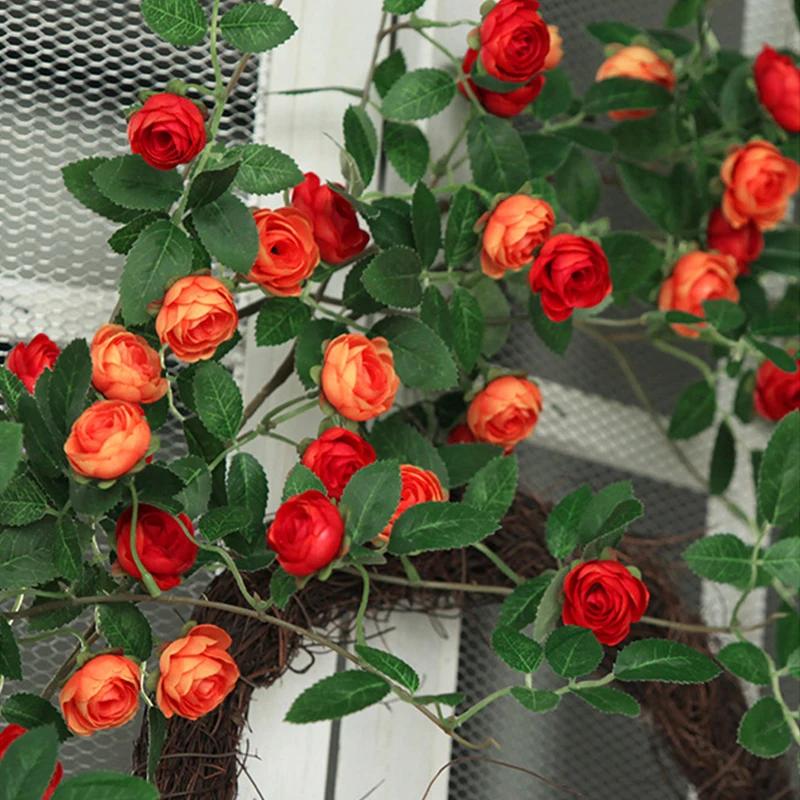 Hodváb Rose Viniča Visí Viniča Umelé Eukalyptu Veniec S Rose Svadobné Arch Výzdoba Domov Záhradný Umelý Kvet Viniča