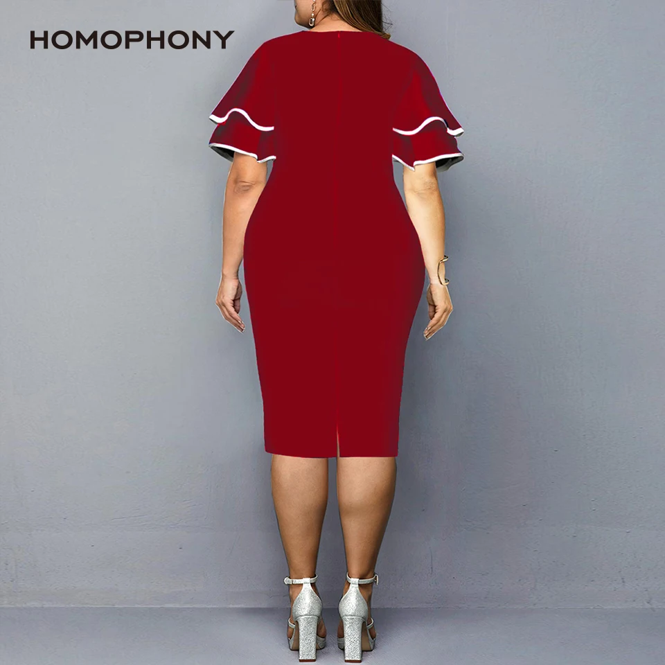 Homophony 2021 Jeseň dámske Šaty Veľké Plus Veľkosť Bežné Elegantné, Sexy tvaru Večer Party Šaty Geometrických Tlač Klub Vestidos