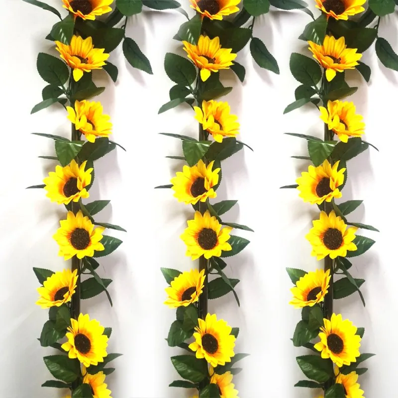 Horúce Umelé Kvety Slnečnice Viniča Veľké Slnko, Kvety Navíjanie Pásky Visí DecorRattan Kvet Domov Záhradné dekorácie