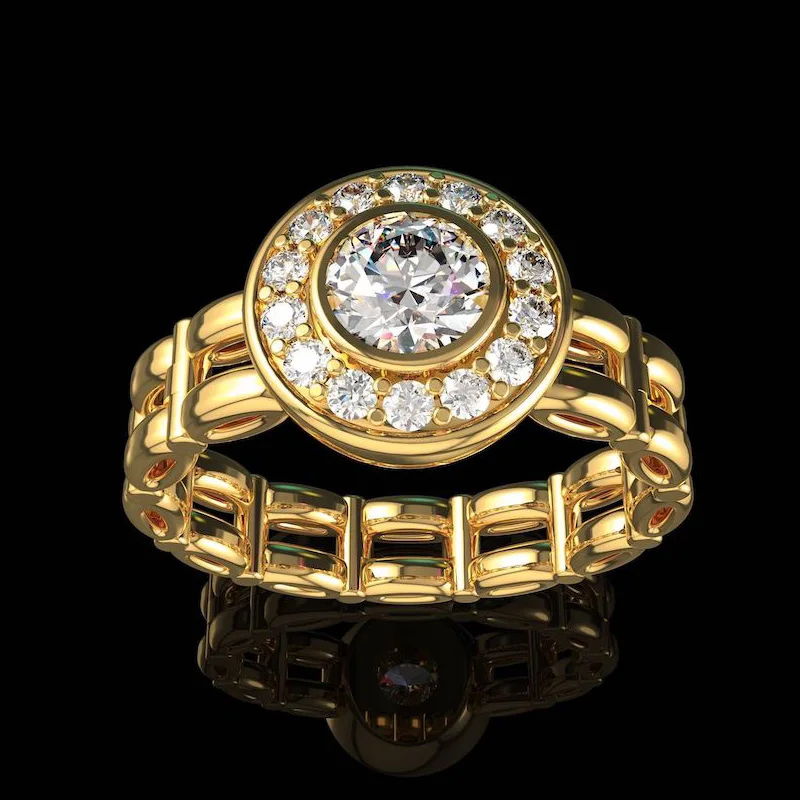 Huitan Luxusná Zlatá Farba Snubné Prstene Ženy Osobnosti Sledovať tvare Dizajn Výročie Strany Prst Krúžky Vyhlásenie Šperky