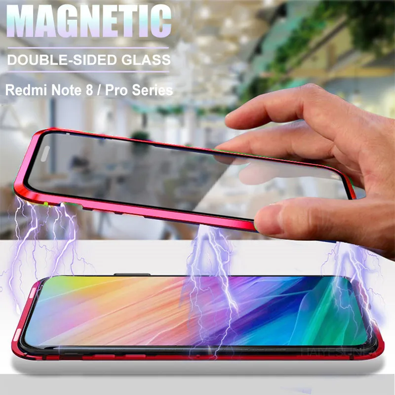 Kovové Magnetické Telefón puzdro Pre Xiao Redmi 9 8 8A 9A bod 8 8T 7 K30 K20 Pro Úplné Pokrytie Sklenené prípade Pre Xiao 11 Pro Flip Prípadoch