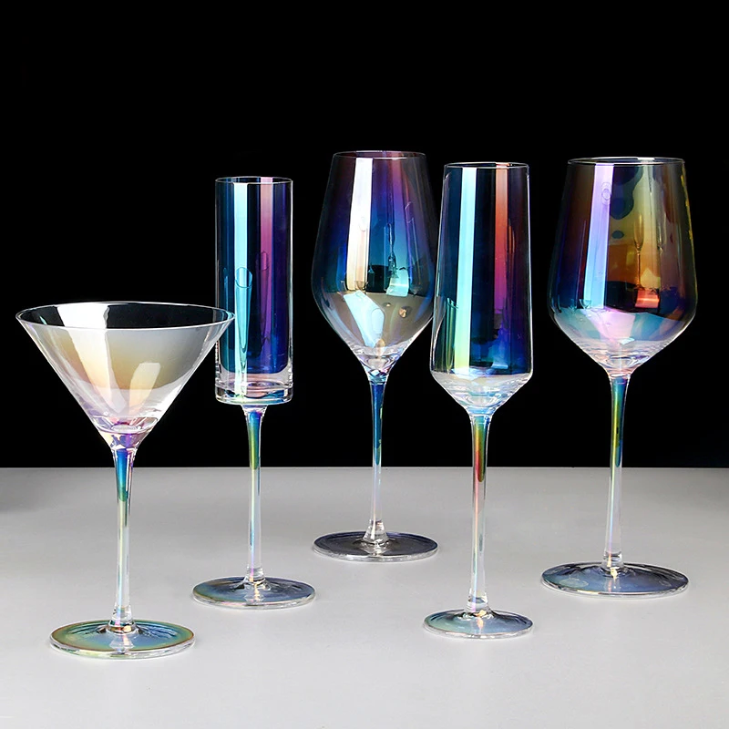 Kreatívne Rainbow crystal sklenených pohárov na víno fire šampanského pohára koktailového pohára domov Bar Hotel strana domov svadobné Drinkware 0