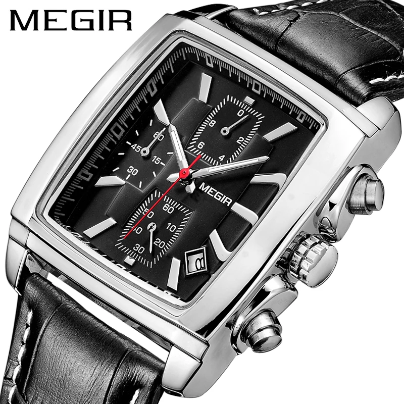 MEGIR Quartz Chronograf Hodinky Pánske Hodinky Top Značky Luxusné Kožené Svetelný Vojenské Náramkové hodinky Mužov Hodiny Relogio Masculino 0
