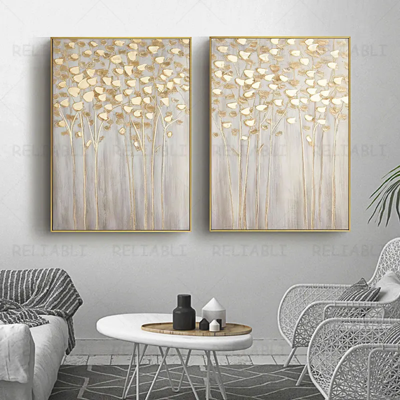 Moderné Umenie Zlaté Peniaze Strom Plátno na Maľovanie olejomaľba Vytlačené Nordic Luxusné Kvety Plagáty pre Obývacia Izba Dekor Cuadros 0
