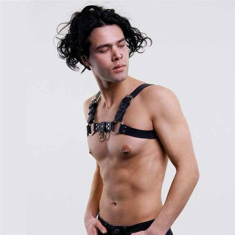 Muž Kožené spodné Prádlo Fetish Mužov Popruhy, Pásy Sexuálne Gay Otroctva Oblečenie BDSM prsný Úväz Popruh Rave Kostýmy pre Sex