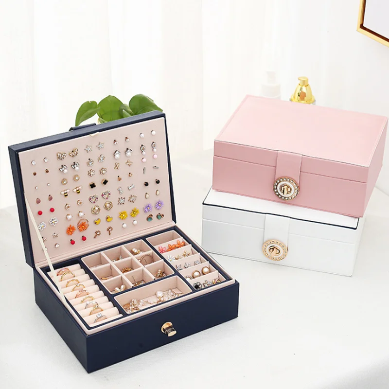 Nový Produkt Šperky Box Kožené Dvojvrstvové Veľkú Kapacitu, Náušnice Skladovanie Prípade Krúžok Šperky Náramok Majiteľa