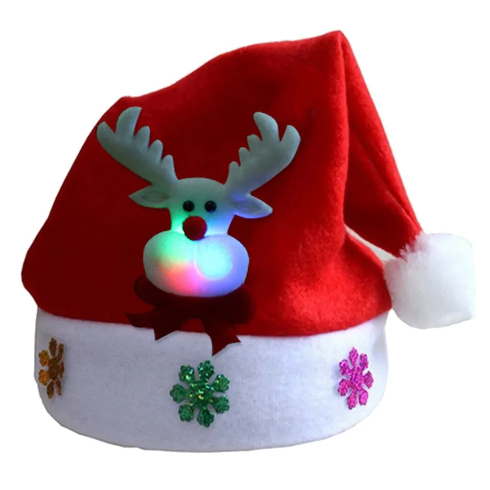 Nový Rok Navidad Veselé Vianoce Klobúk rozsvieti LED Spp Hrubé Plyšové Teplý Klobúk kapoty de noel pre Deti, Detí, Dospelých Vianočný Darček 2021 0