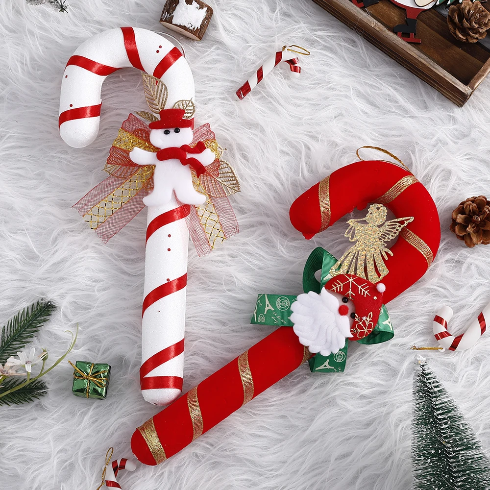 Nový Rok, Vianoce Candy Cane s Santa Claus Snehuliak Elk Kvetinové Ozdoby na Vianočný Stromček, Ozdoby, Domáce Dekorácie