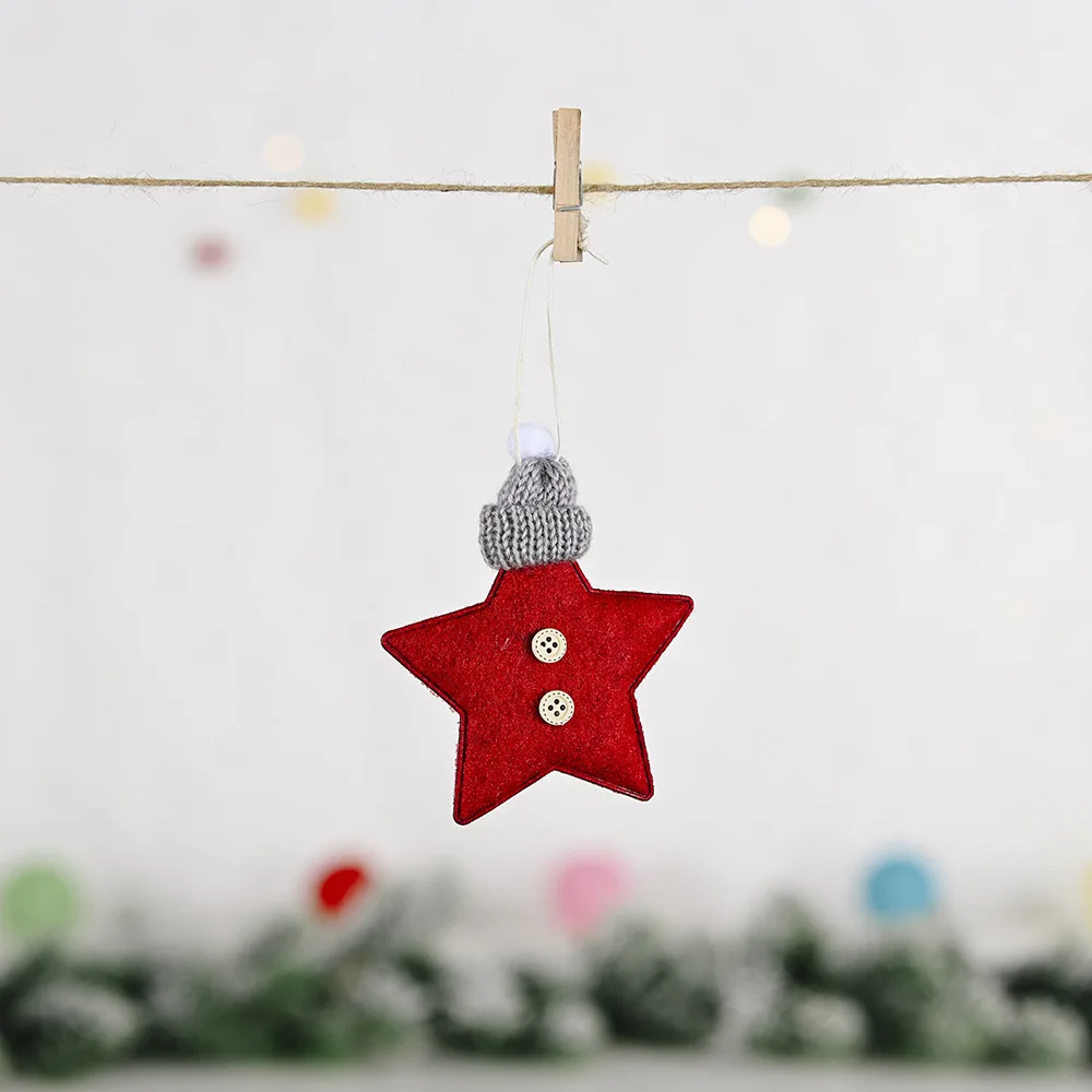 Pletené Klobúk Päť-špicaté Hviezdy Prívesok Tvorivé Nové Červené Strom Vianočné Cítil Prívesok Deti HOBBY Ručné Cítil, Vianočné Dekorácie