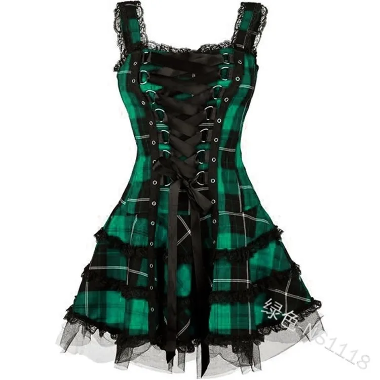 Plus veľkosť Ženy Šaty Gothic, Vintage Čipky Letné šaty Tmavé Lolita kostým steampunk Mini cosplay šaty Halloween NOVÝ oblek 0