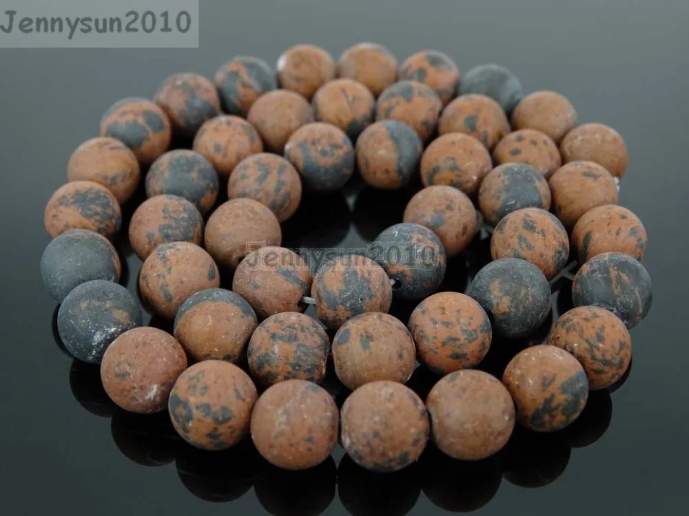 Prírodný Matný Mahagón Obsidian 8 mm Matné Drahokamy kamene okolo Lopta Voľné Dištančné Korálky 15
