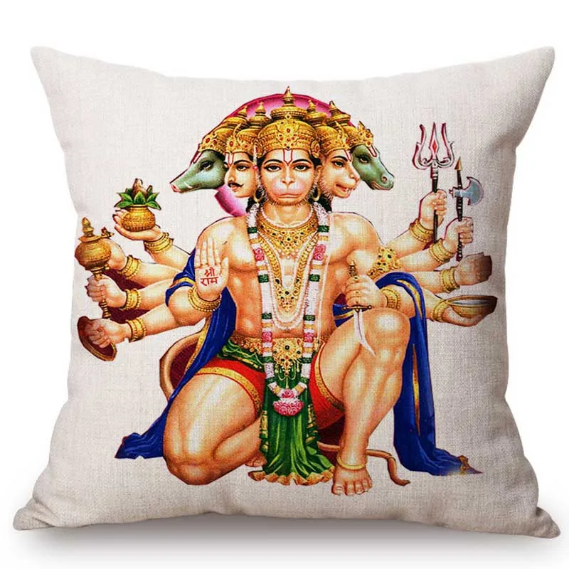 Pán Hanuman Garnesh Indického Budhizmu To Šťastie, Že Boh Domov Dekoratívne Gauč Hodiť Vankúš Budhizmus Umeleckou Výzdobou Vankúš 0
