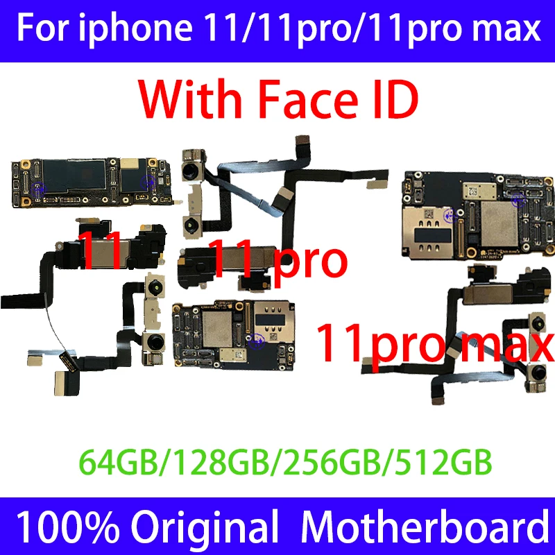 Pôvodný Pre iPhone 11 11 PRO MAX Doske 64GB 128 gb kapacitou 256 GB Logic Board Doske Pre iPhone 11 S/Č Tvár ID PlateTested 0