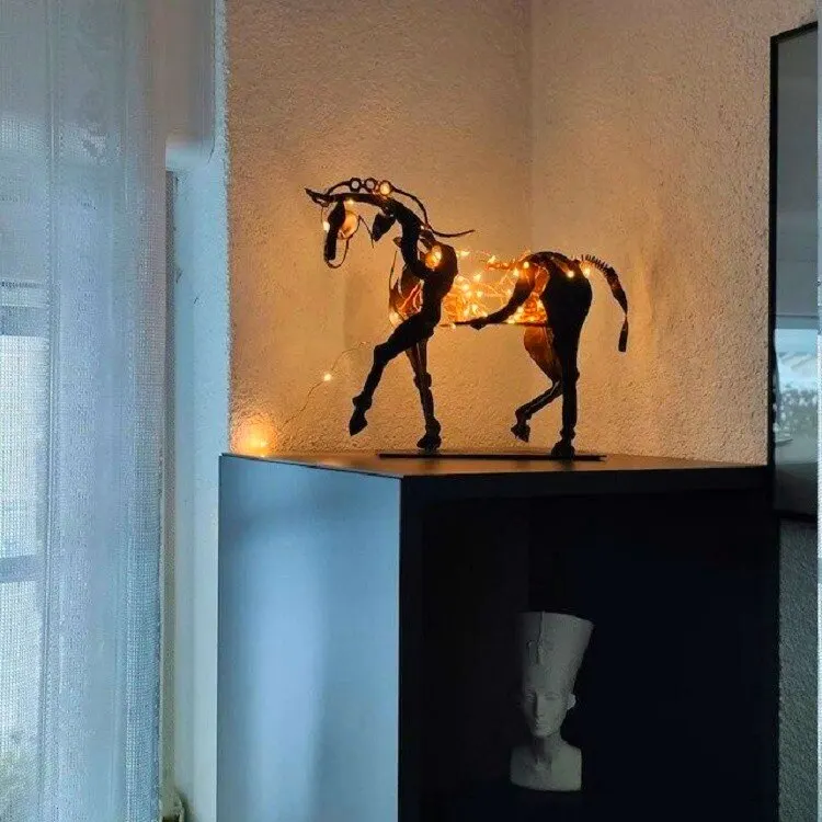 Socha Koňa Adonis Kovov Železa Obrázok Vydlabaných Ploche Ozdoby, Dekoračné Kovové Vianočné Ozdoby Domova