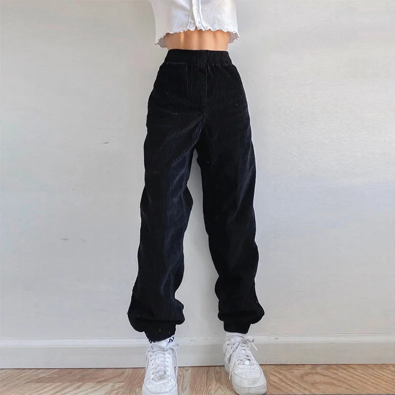Streetwear Harajuku Voľné Nohavice Cuteandpsycho Joggers Ženy Menčestrové Nohavice Y2k Vintage Bežné Estetické Nadrozmerné Sweatpants