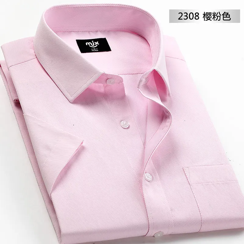 Tričko mužov luxusné MJX 2021 Lete Business oblečenie Keper Krátky Rukáv Slim Solid non-žehlenie Košele pre mužov