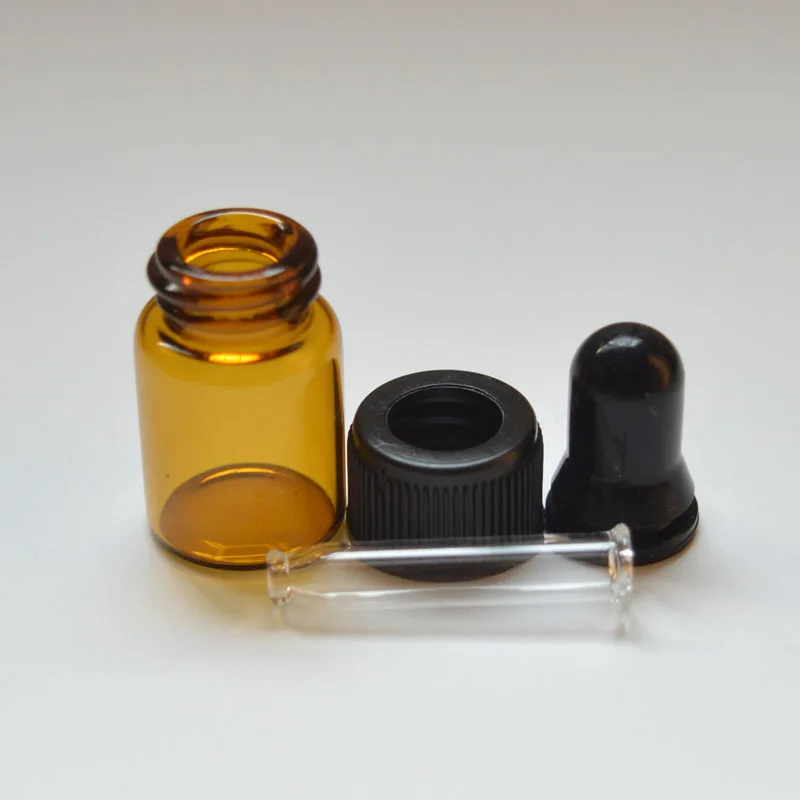 Veľa 20pcs 2ml Amber Malé Sklenené Kvapkadla Fľaše Na Esenciálny Olej Parfum malé prenosné fľaše 0