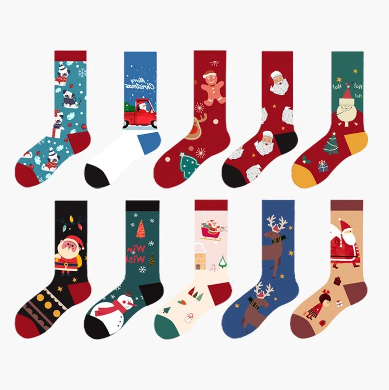 Vianočné Santa Doložka Ponožky pre Unisex Móda Street Style Bavlna Posádky Calcetines Snehuliak Zázvor Muž Jeseň Zima Festival