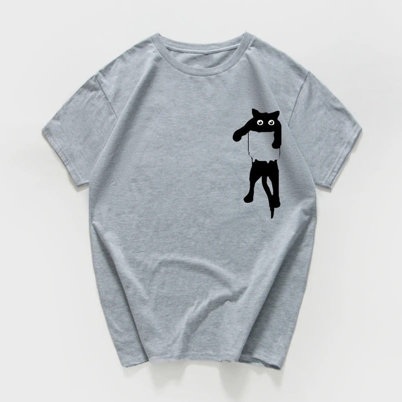 Vrecko mačka vtipné tričko mužov Lete streetwear Grafické tshirts estetické tričko mužov Bavlna Ulzzang T-shirt pánske oblečenie 0