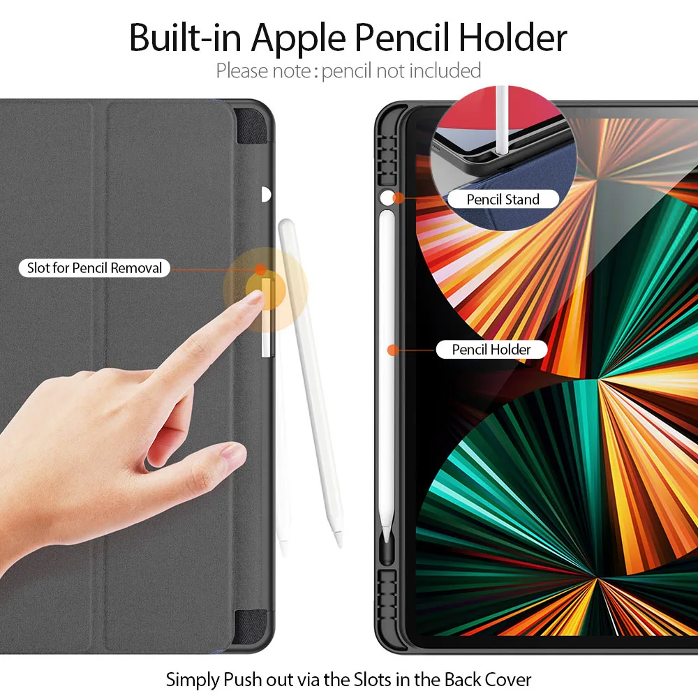 Vynikajúci Tablet Kryt Pre iPad Pro 11 2021 Prípade 2020 S Ceruzkou Držiak na Stojan PU Kožené Chrániť Shell Pre iPad Prípade Pro 12 9