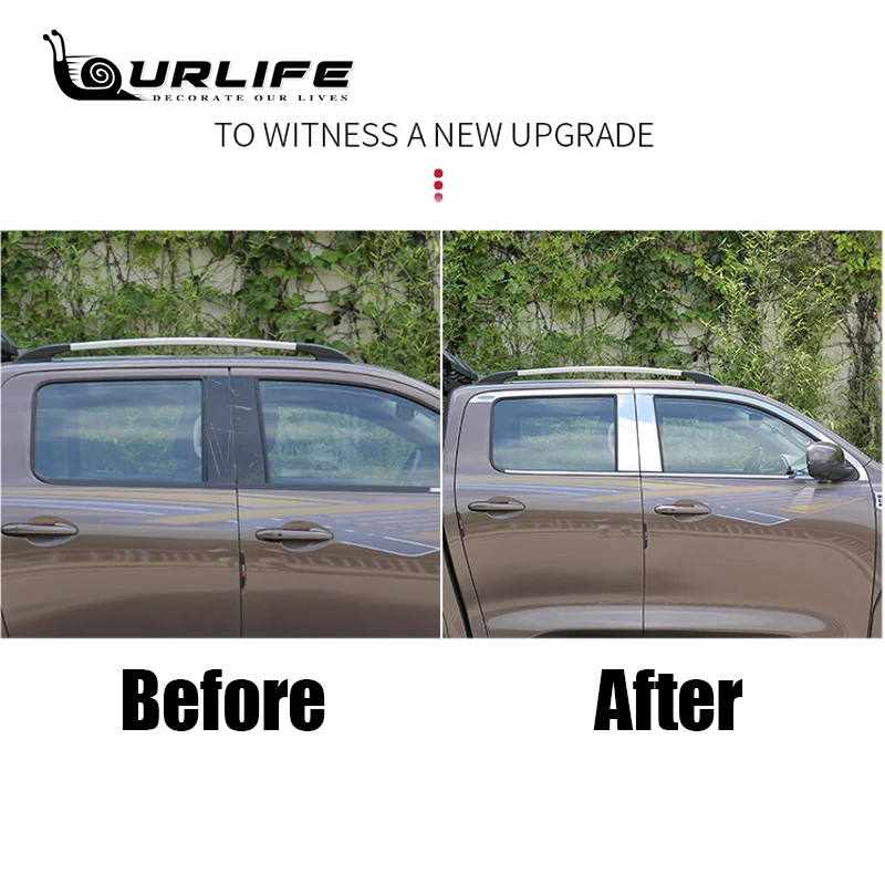 Vysoko kvalitnej nerezovej ocele Auto okno Dekorácie pásy výbava Auta styling Pre VEĽKÝ MÚR GWM POER UTE Dialo 2021 Accesssories
