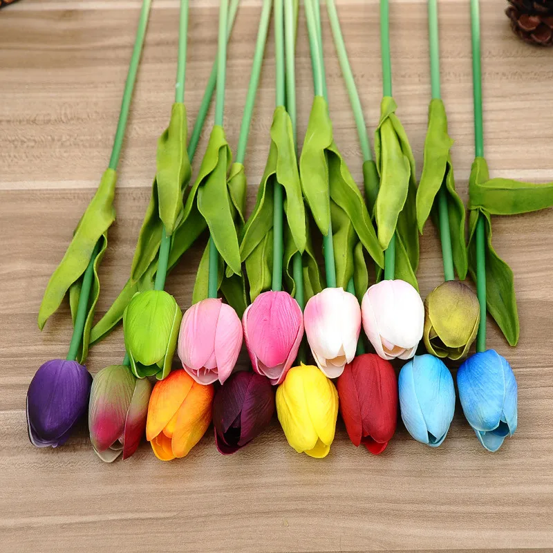 Vysoká Kvalita 1pcs Fialová Pu Tulipány Umelé Kvety Skutočný Dotyk Tulipány Umelé Kvety Biele Tulipány Hodváb Falošné Tulipán Kytice