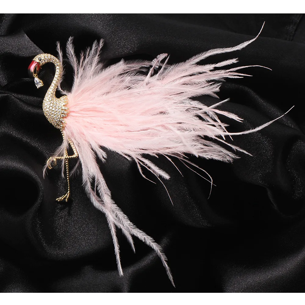 Vysoká Kvalita Flamingo S Perím Pin Pre Ženy Ružová Jemné Šperky Office Oblečenie Šatku Pracky Odev, Príslušenstvo Brošňa Darček