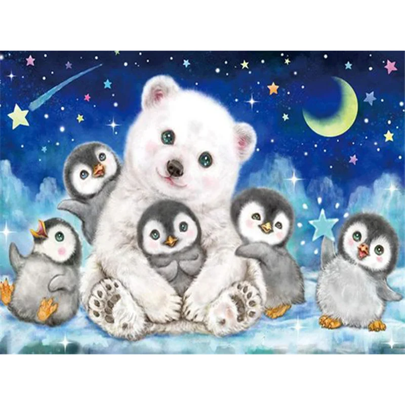 YI SVETLÉ DIY 5D Plný Vrták Diamond Maľovanie Medveď Zvierat Plavidlá Súprava Predaj 5D Diamond Výšivky Penguin Mozaiky Zime