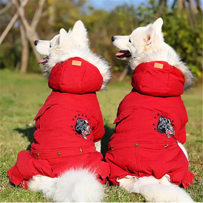 Zahustiť Teplé Zimné Oblečenie Pre Psy, Big Dog Srsť Veľké Psie Oblečenie Jumpsuit Corgi Samoyed Zlatý Retriever Labrador Husky Psa Kabát