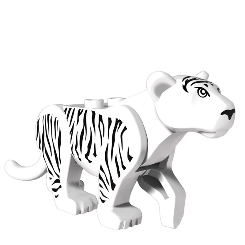 Zvieratá Číselné Údaje Biely Tiger Veľká Veľkosť Hračky Pre Chidlren Advanture Zvierat Deti Darčeky Kompatibilné Zvierat Stavebné Bloky Hračka