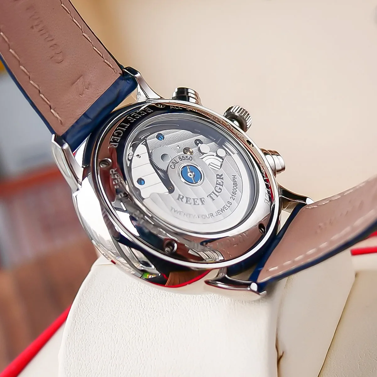Útes Tiger/RT Top Luxusné Hodinky Pánske Modré Dial viacúčelové Mechanické Náramkové hodinky Relogio Masculino RGA1699