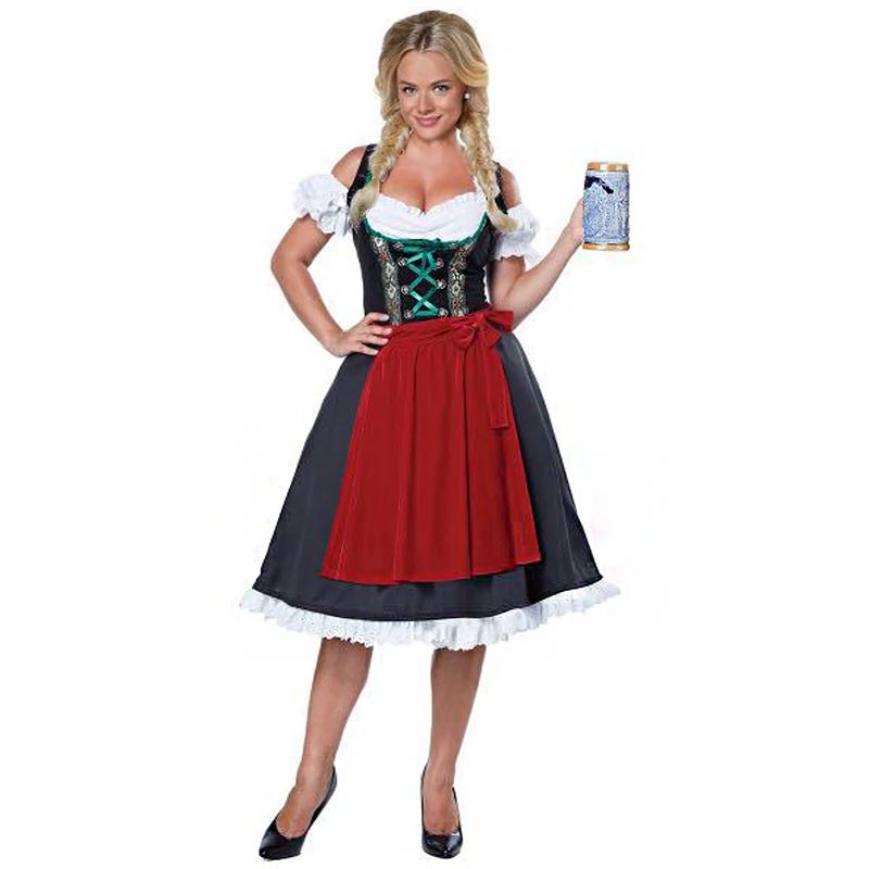 Ženy Tradíciu Oktoberfest Dirndl Pivo Slúžka Oblečenie Bar Servírka Pivo Girl Šaty