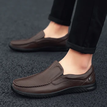 Pánske kožené topánky business šaty pracovné topánky pánske anglický štýl soft black professional bežné topánky, svadobné topánky 0