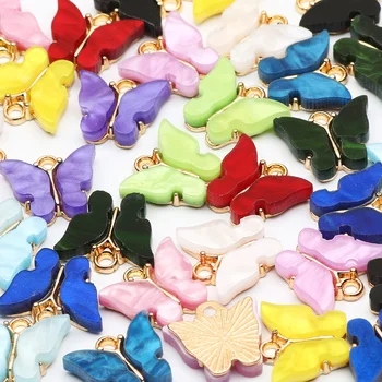 10pcs 14x16mm Farebné Živice Animal Butterfly zobrazili kľúčové tlačidlá pre Šperky, Takže Prívesky, Náhrdelníky, Náušnice HOBBY Ručné Príslušenstvo