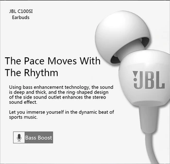 JBL C100SI Káblové Stereo Slúchadlá JBL c100si Hlboké Basy, Hudba, Športové 3,5 mm Slúchadlá In-ear Slúchadlá S MIKROFÓNOM JBL C200SI